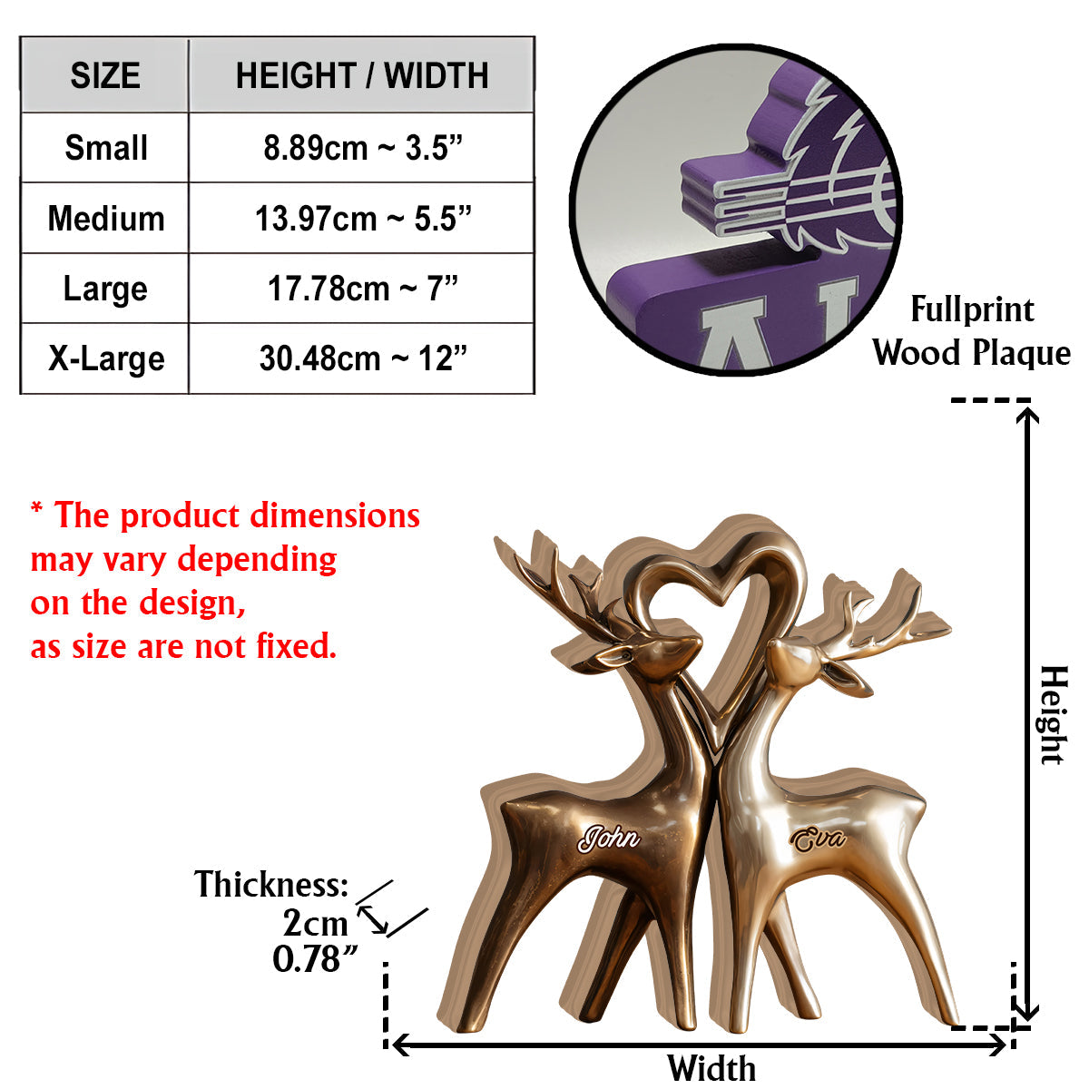 Jubiläumsgeschenk für Paare – Personalisierte Holzplakette in individueller Form