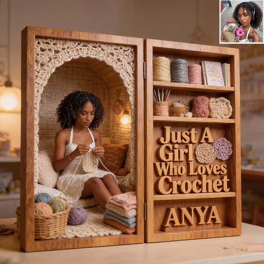 Just A Girl Who Loves Crocheting - Personalized Crocheting Acrylic Diptych