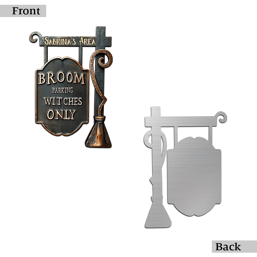 Besenparkplatz nur für Hexen - Personalisiertes Hexen-Metallschild