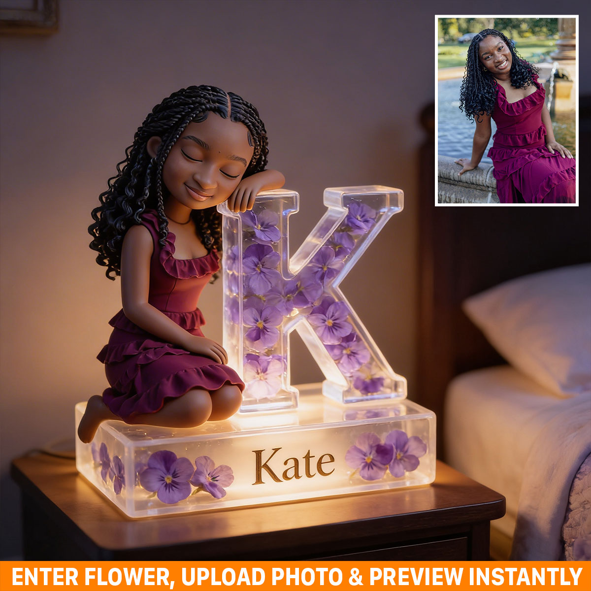 Love Yourself - Personalized Birth Month Flower Acrylic LED Night Light