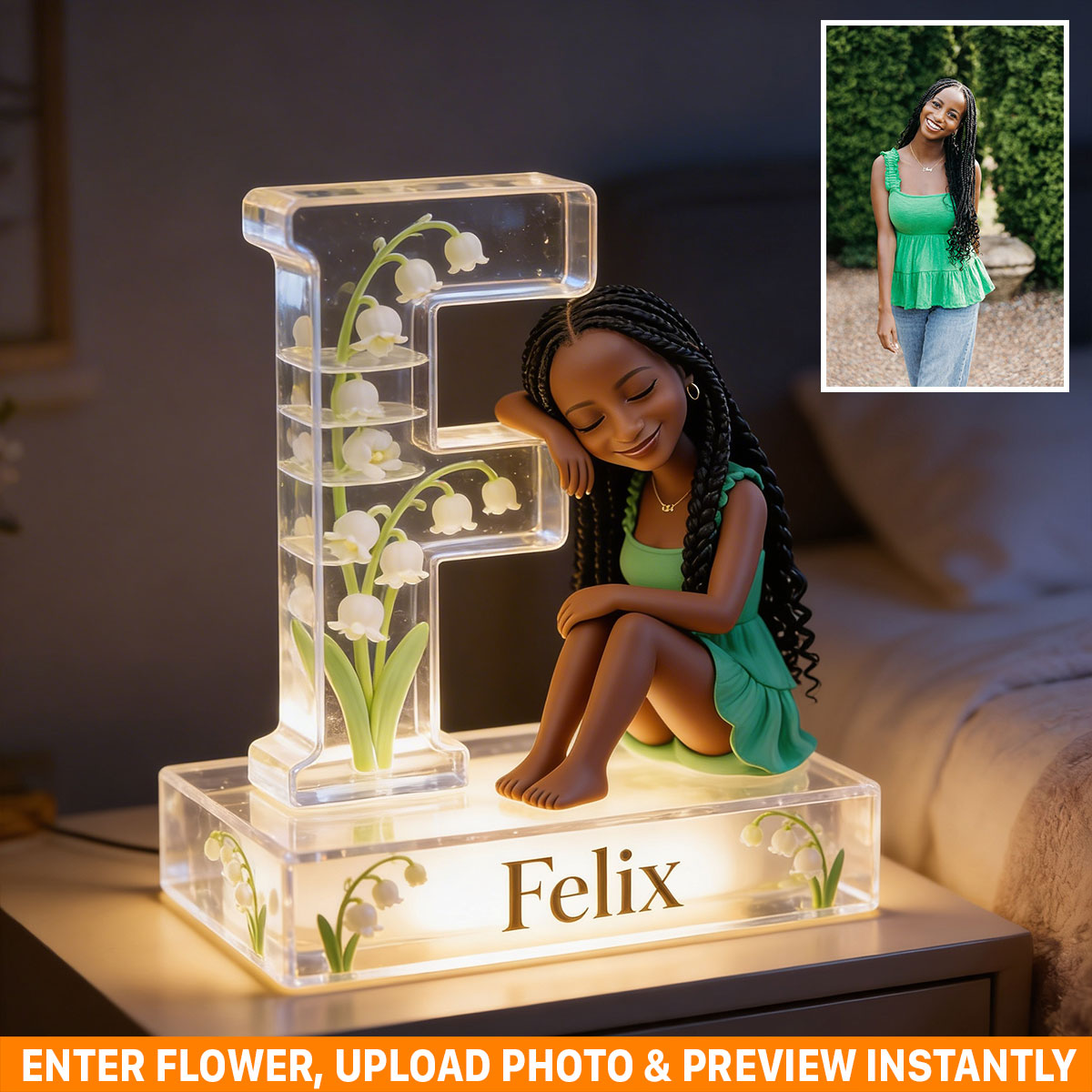 Love Yourself - Personalized Birth Month Flower Acrylic LED Night Light