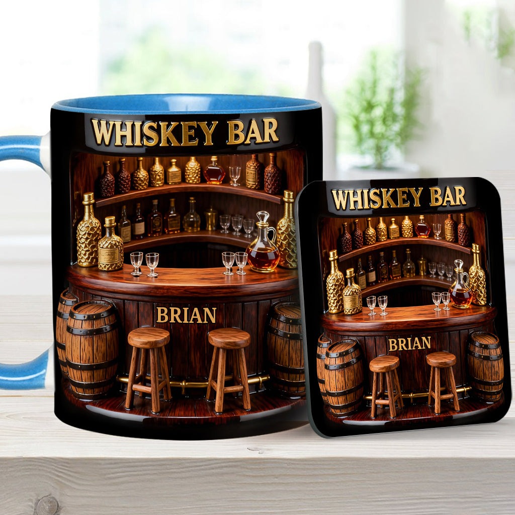 Whisky-Bar – Personalisierter Whiskybecher mit Akzenten und Untersetzer