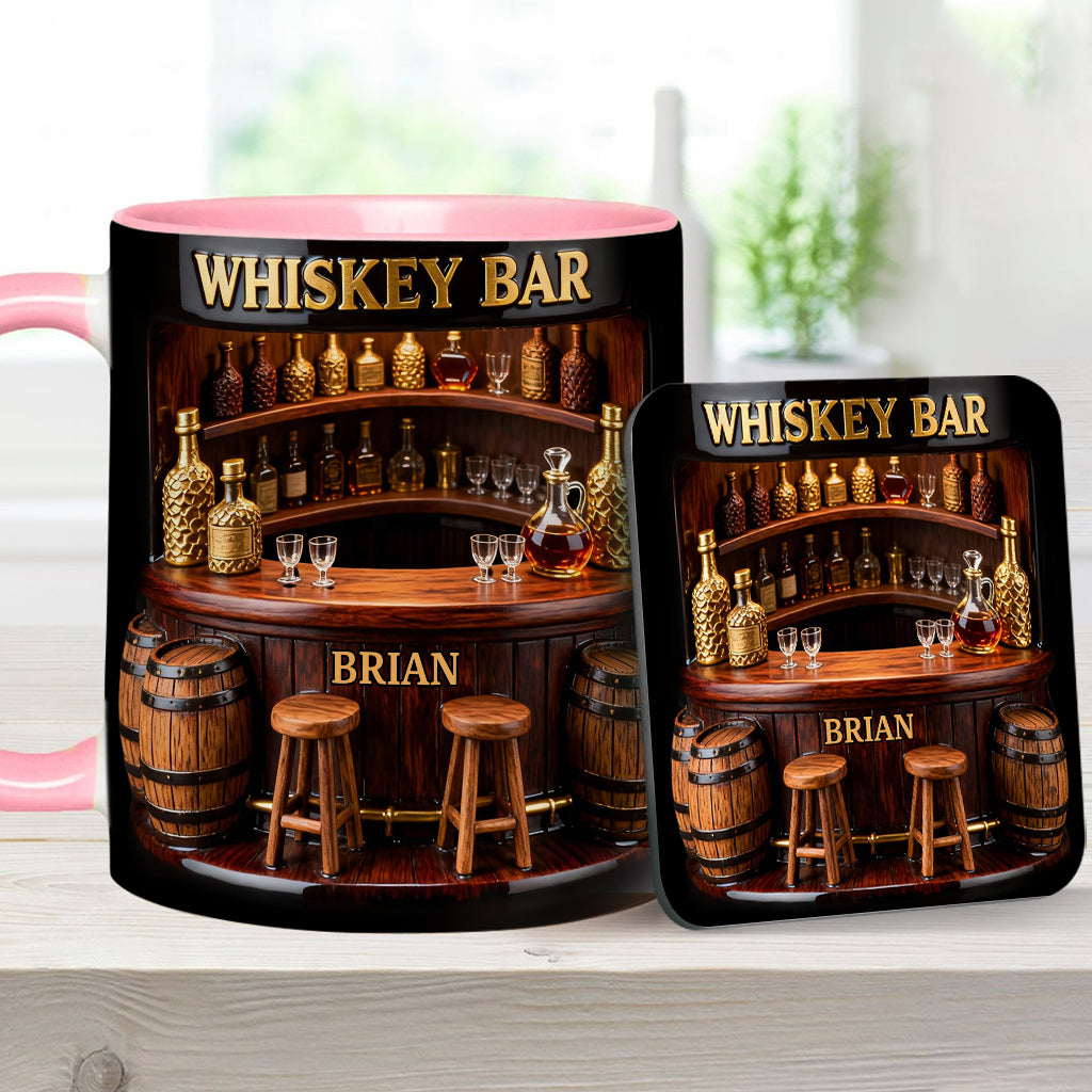 Whisky-Bar – Personalisierter Whiskybecher mit Akzenten und Untersetzer
