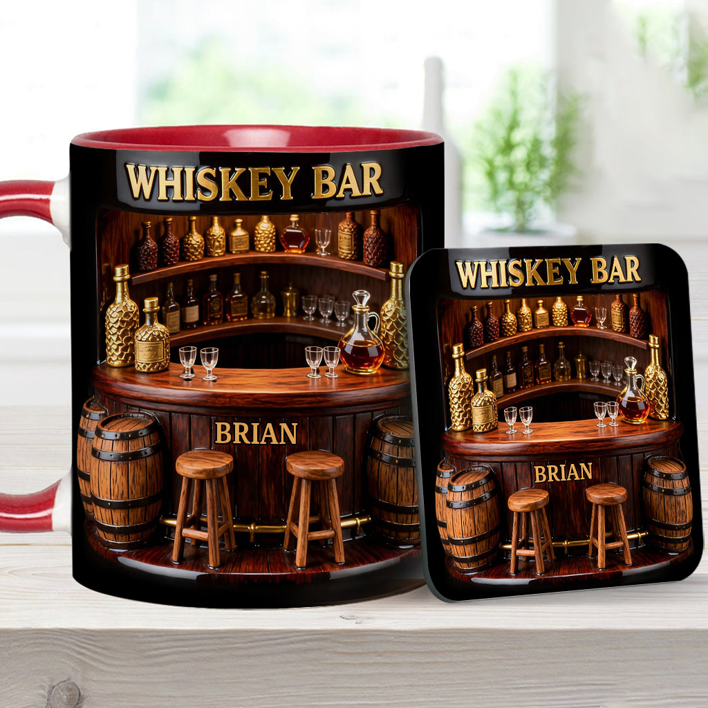 Whisky-Bar – Personalisierter Whiskybecher mit Akzenten und Untersetzer