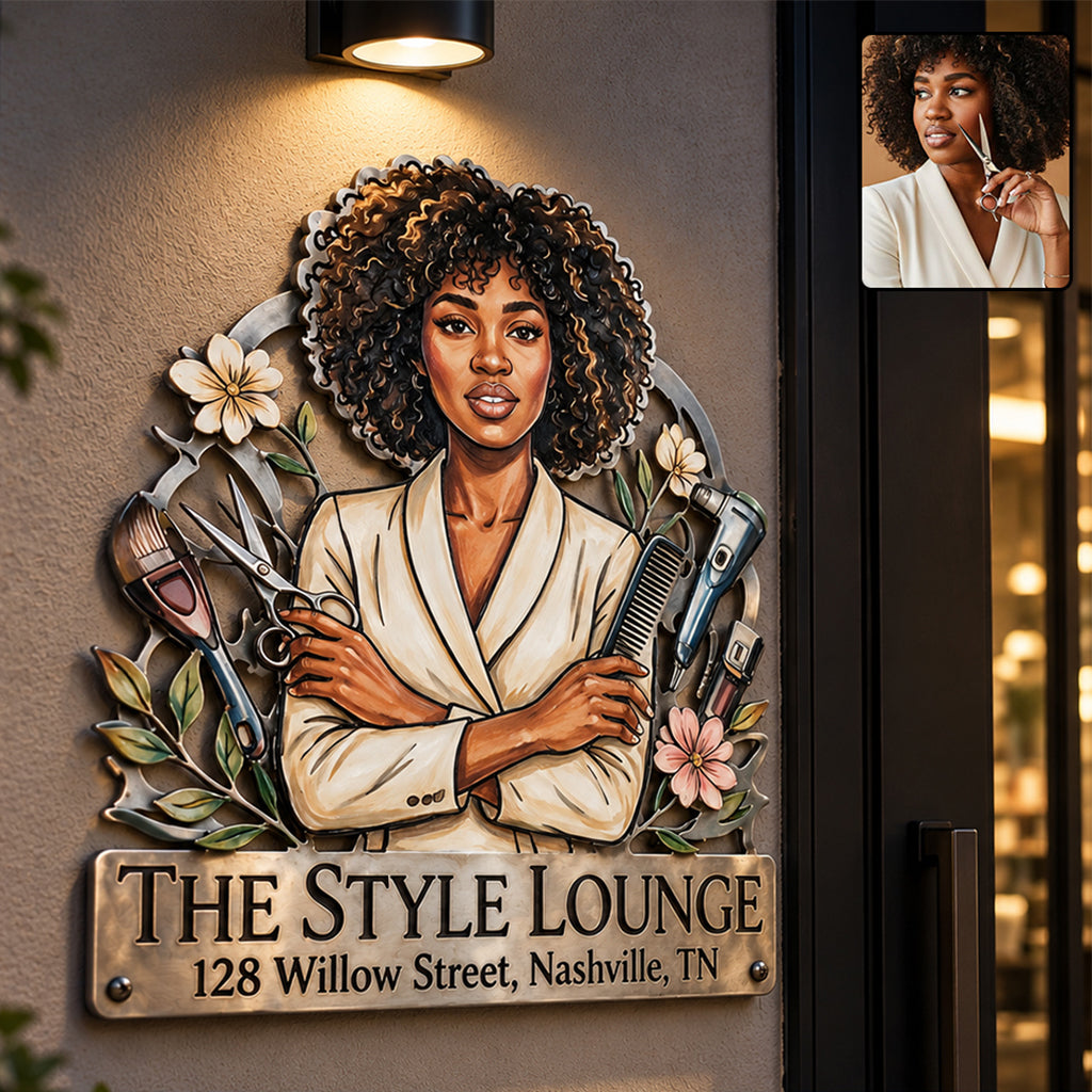 Meet The Owner - Personalized Hairdresser 3D Printed Cut Metal Sign
