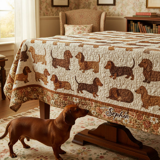 Liebe Dackel - Personalisierte Tischdecke mit Dackelmotiv