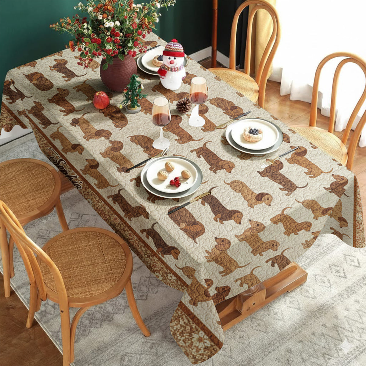 Love Dachshund - Personalized Dachshund Table Cloth Cover