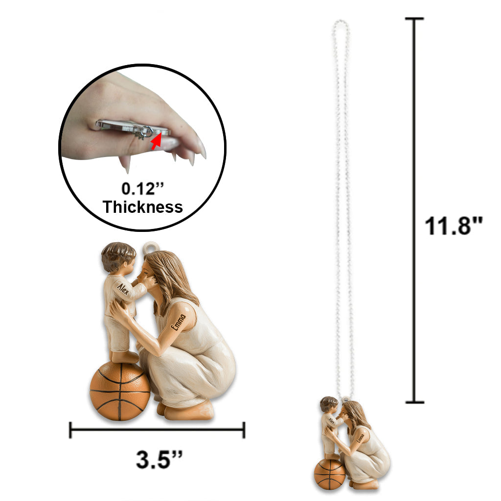 Any Sport Mom, Basketball Mom, Football Mom, Softball Mom, Baseball Mom - Personalized Basketball Car Ornament