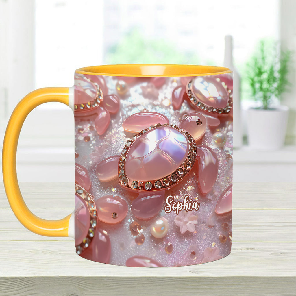 Pink Turtle - Personalized Turtle Accent Mug