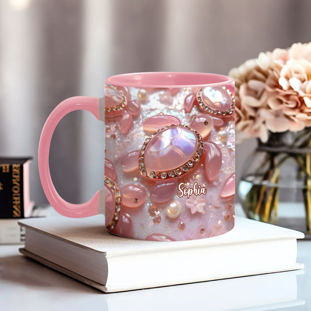 Pink Turtle - Personalized Turtle Accent Mug