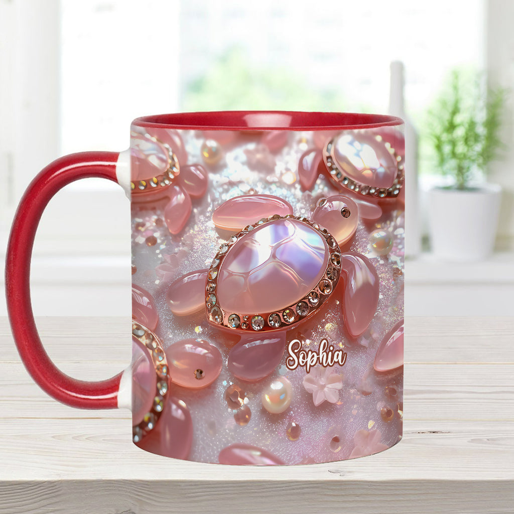 Pink Turtle - Personalized Turtle Accent Mug