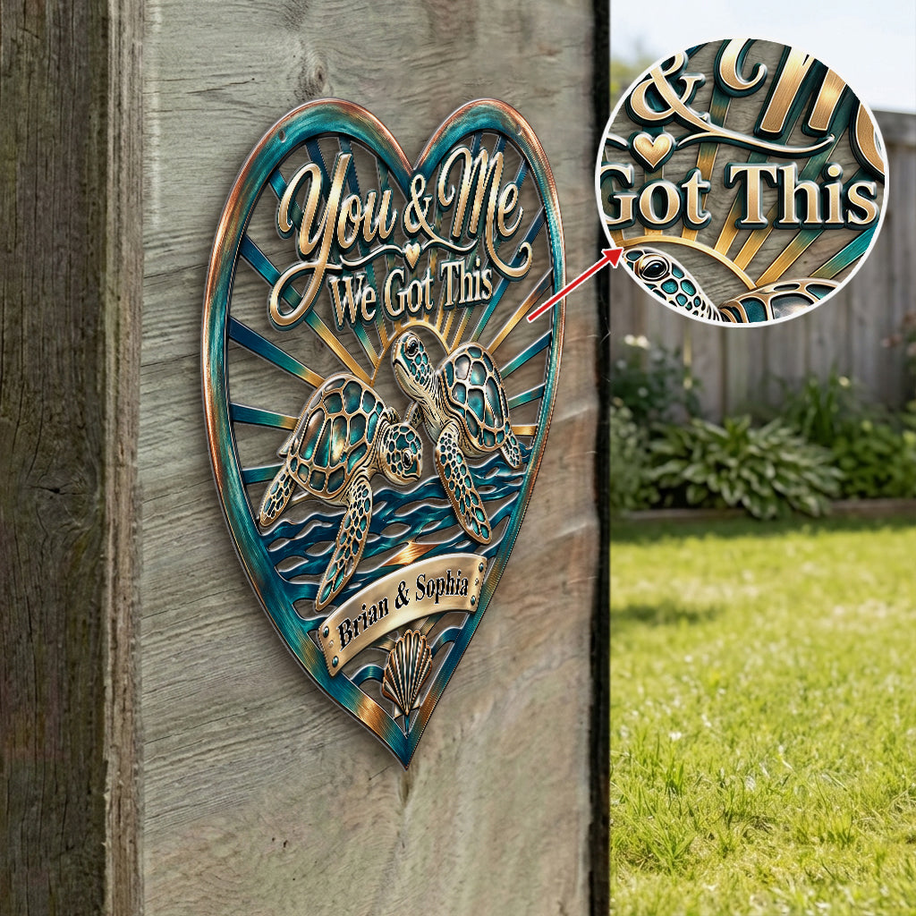 Du & Ich, Wir Schaffen Das, Schildkröte/ Reh/ Wolf/ Drache... Persönliche Wandkunst für Paare - Personalisierte 3D-gedruckte Metalltafel