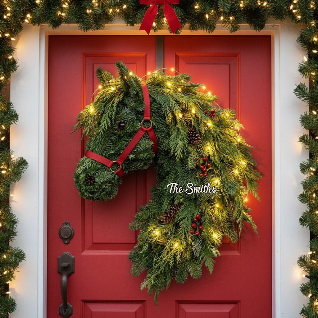 Horse Wreath - Personalized Horse LED Light Acrylic Sign