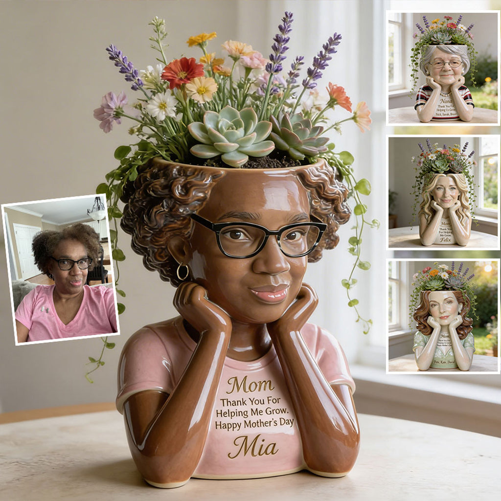 Thank You For Helping Me Grow - Personalized Mother Acrylic Pot