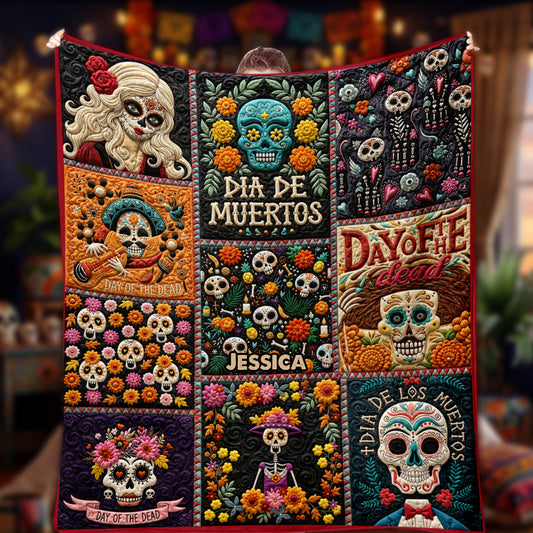Day Of The Death - Personalized Latina Women Blanket