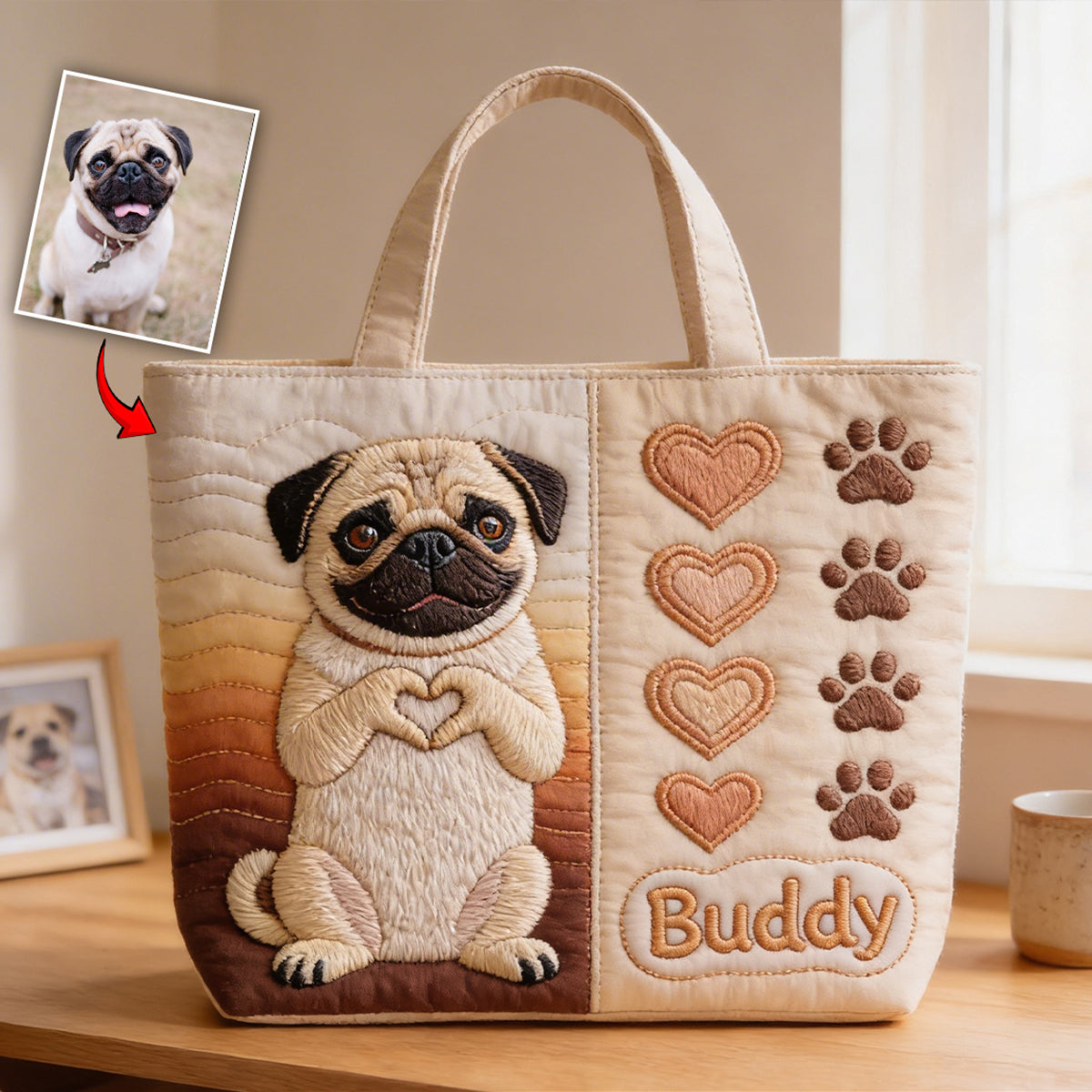 Love Dogs - Personalized Dog Quilted Tote Bag