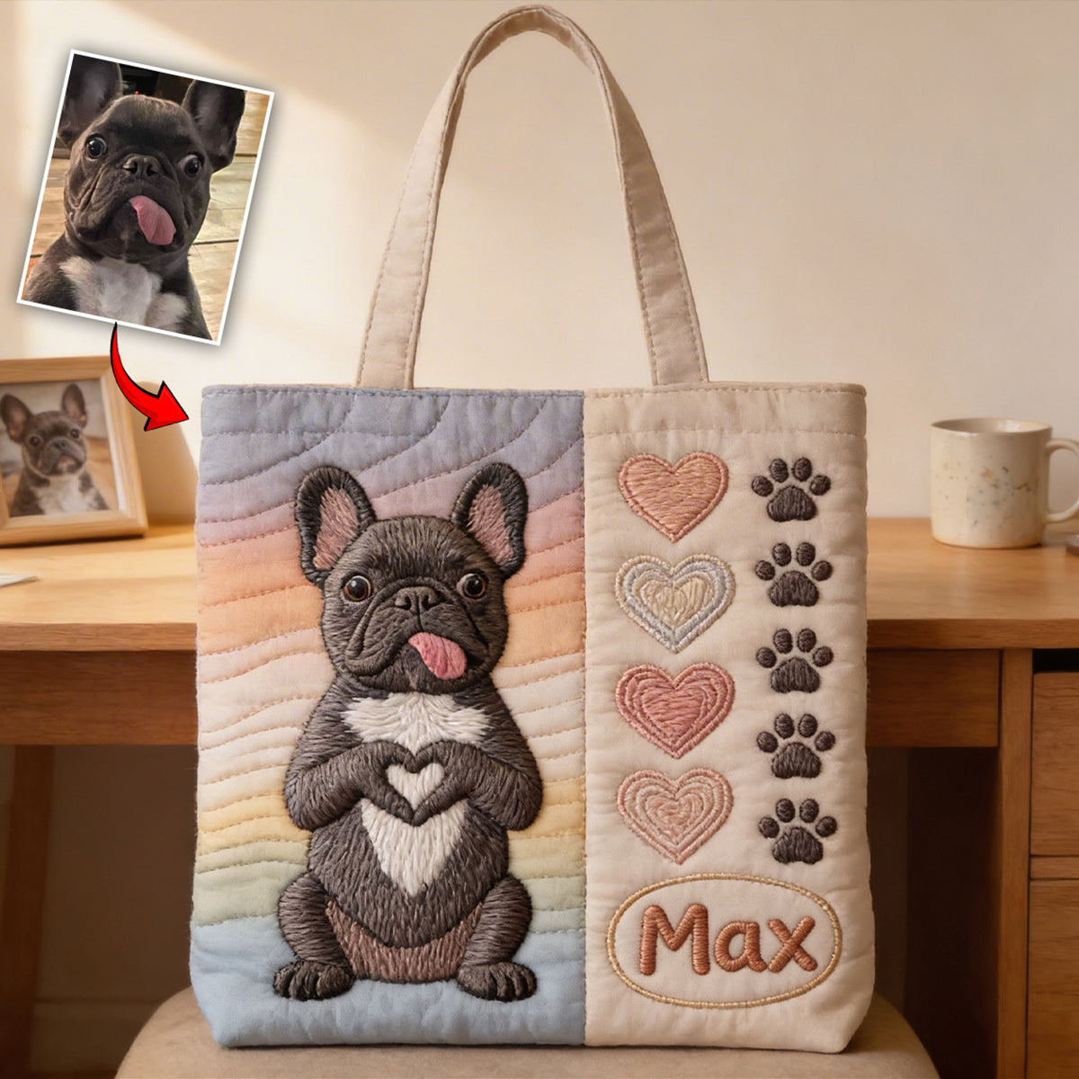 Love Dogs - Personalized Dog Quilted Tote Bag