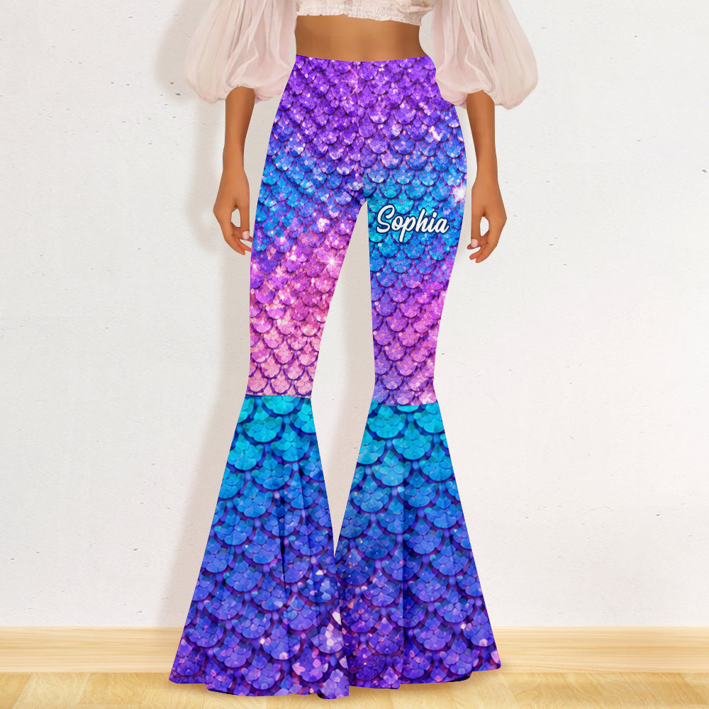 To Be A Mermaid - Personalized Mermaid Flare Leggings