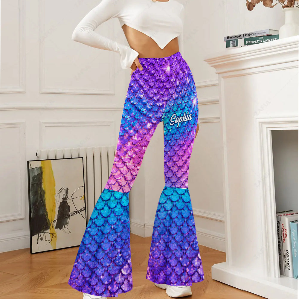To Be A Mermaid - Personalized Mermaid Flare Leggings