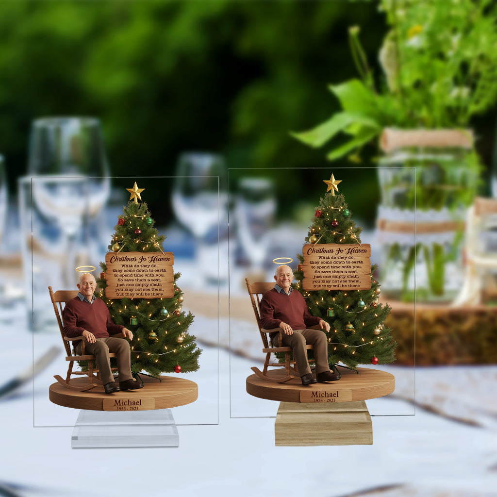 Christmas In Heaven - Personalized Memorial Transparent Acrylic Plaque