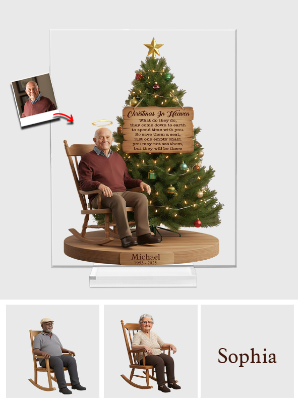 Christmas In Heaven - Personalized Memorial Transparent Acrylic Plaque