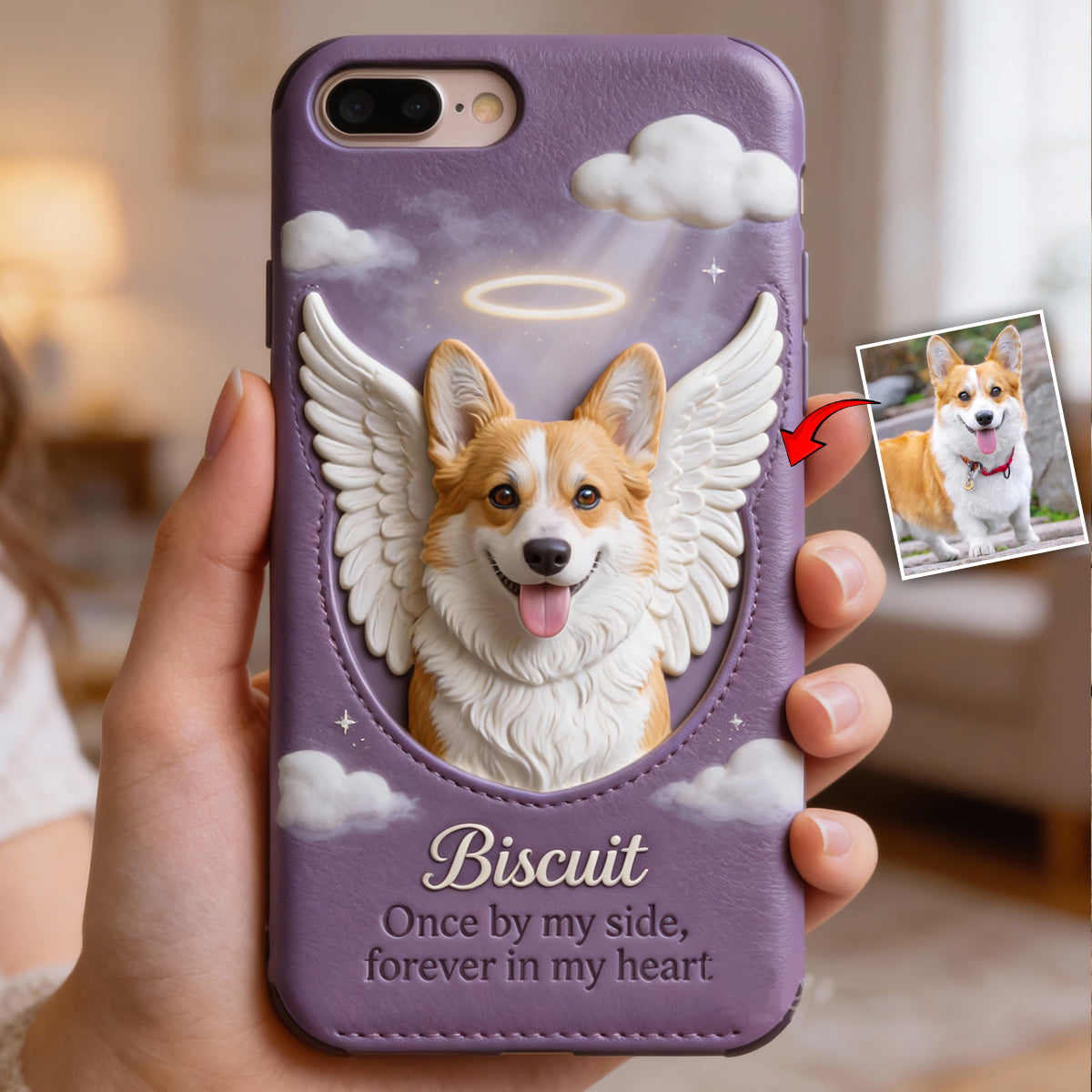 Einmal an meiner Seite – Personalisierte Handyhülle aus Leder mit Hundemotiv