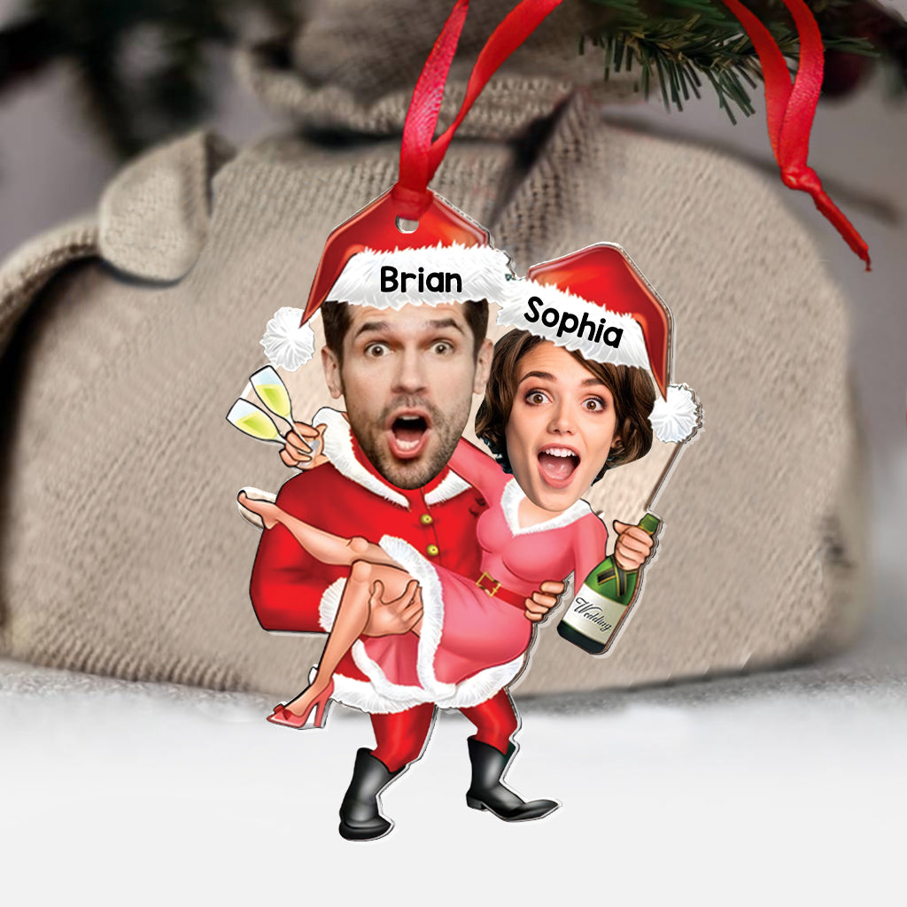 Weihnachtspaar-Feier – Personalisierter transparenter Paar-Weihnachtsbaumschmuck