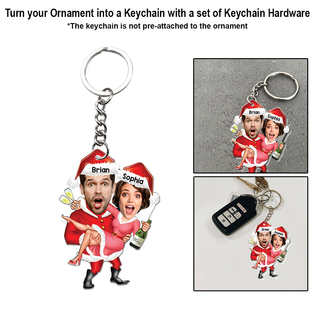 Weihnachtspaar-Feier – Personalisierter transparenter Paar-Weihnachtsbaumschmuck