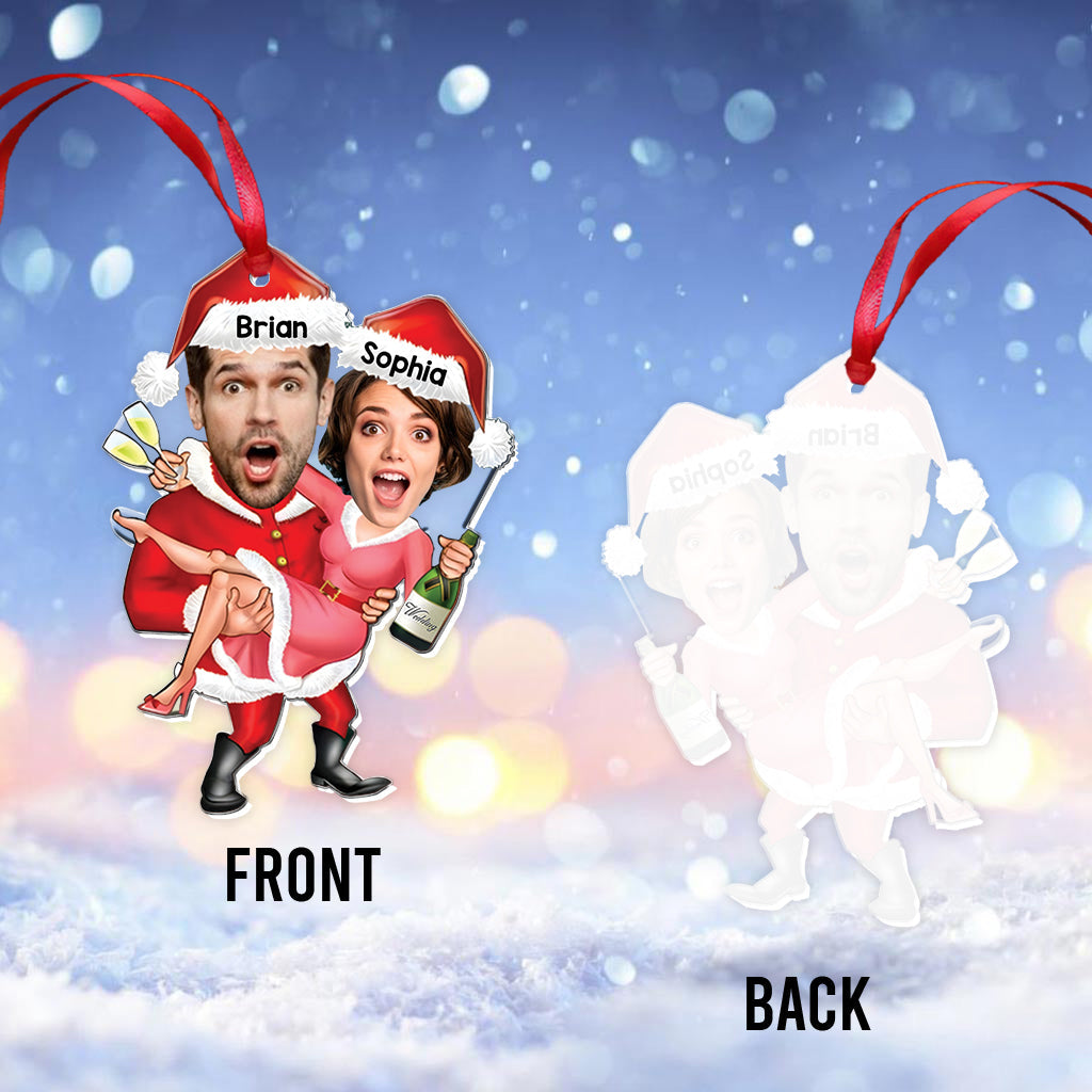 Weihnachtspaar-Feier – Personalisierter transparenter Paar-Weihnachtsbaumschmuck