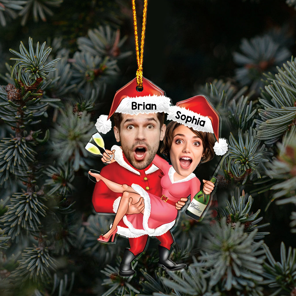 Weihnachtspaar-Feier – Personalisierter transparenter Paar-Weihnachtsbaumschmuck