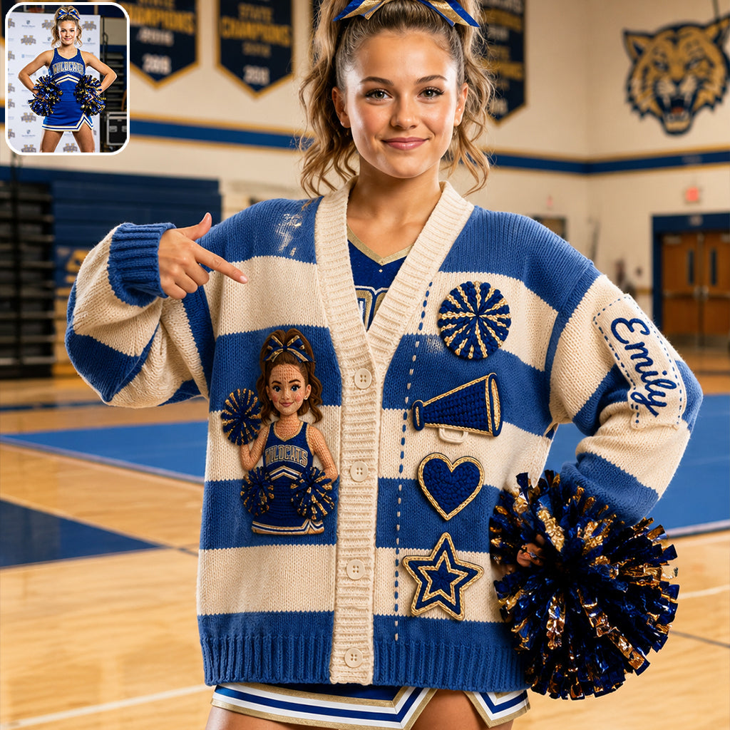 Jeder Foto Stolzer Cheerleader - Personalisierter Cheerleading Cardigan