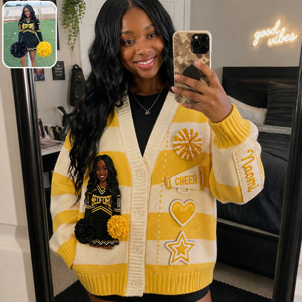 Jeder Foto Stolzer Cheerleader - Personalisierter Cheerleading Cardigan