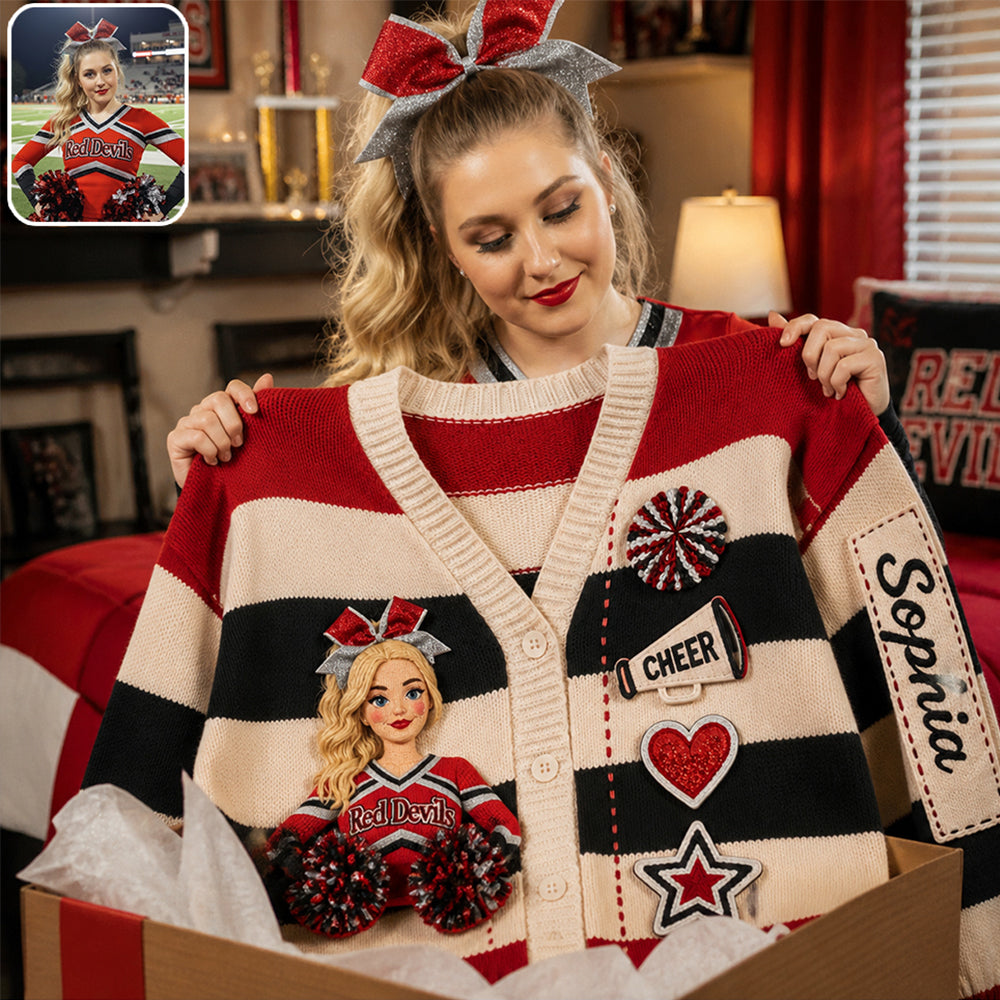 Jeder Foto Stolzer Cheerleader - Personalisierter Cheerleading Cardigan