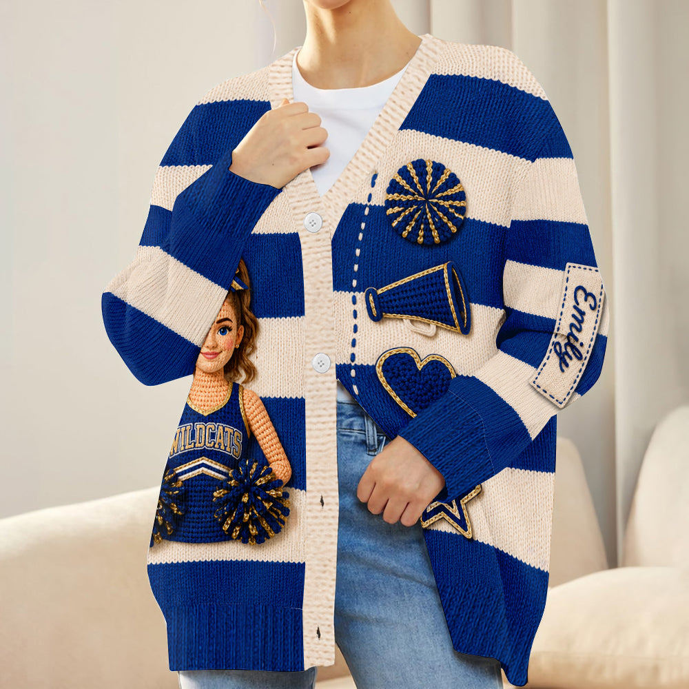 Jeder Foto Stolzer Cheerleader - Personalisierter Cheerleading Cardigan