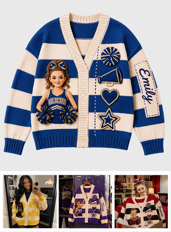 Jeder Foto Stolzer Cheerleader - Personalisierter Cheerleading Cardigan