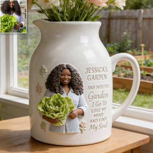 Gift For Gardening Lovers - Personalized Gardening Ceramic Flower Vase