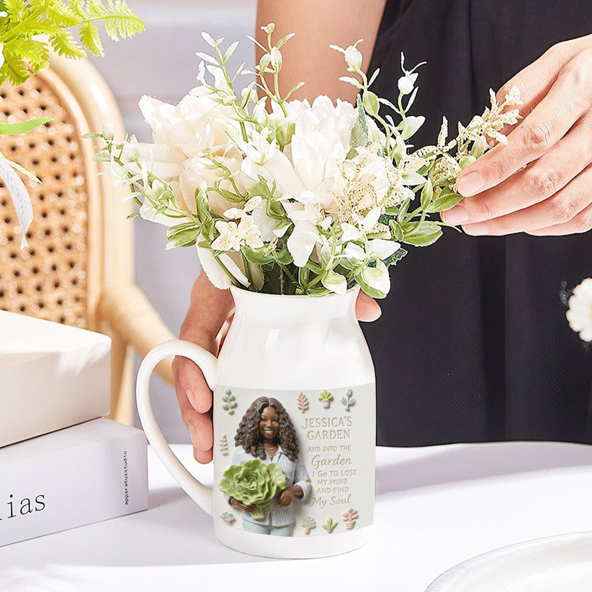 Gift For Gardening Lovers - Personalized Gardening Ceramic Flower Vase