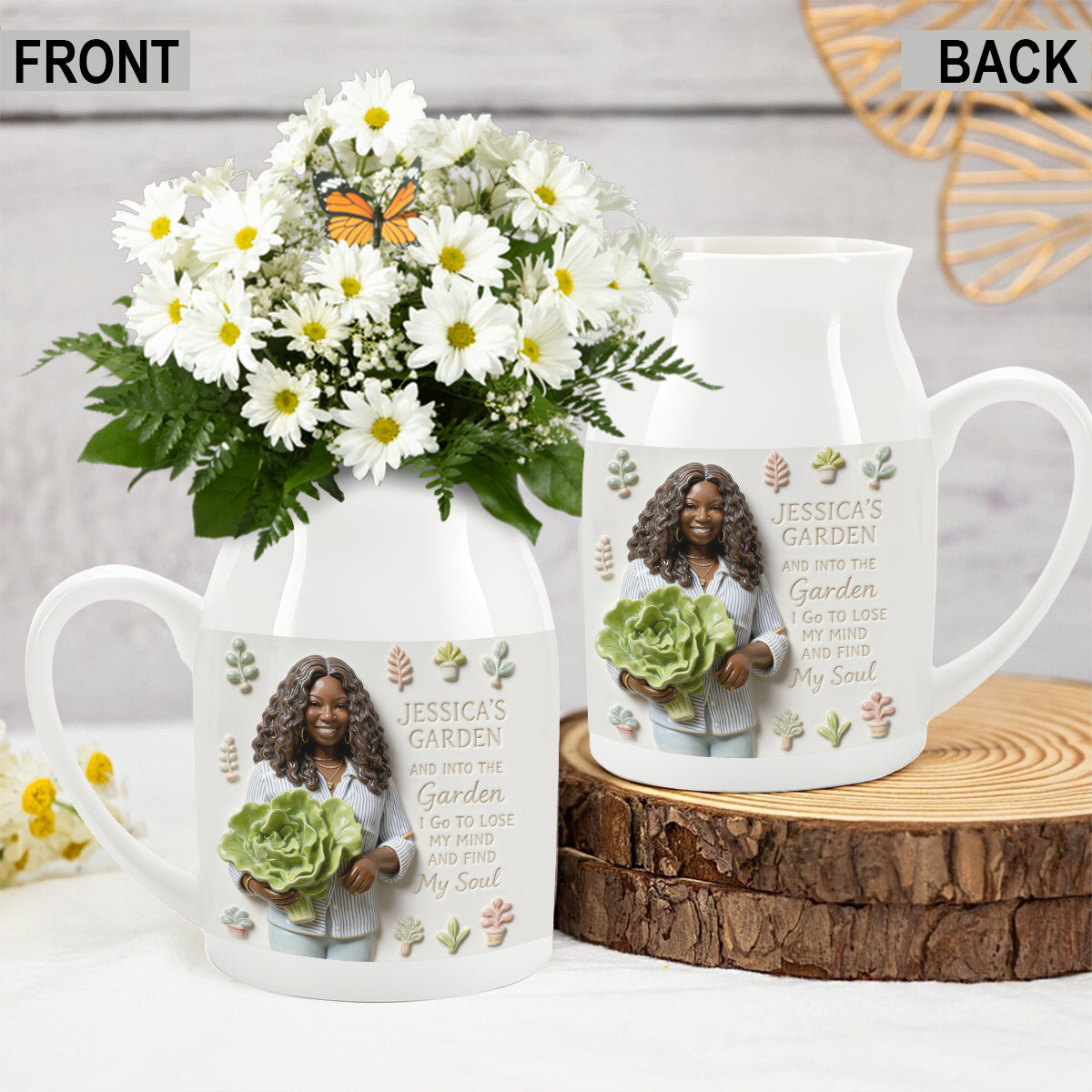 Gift For Gardening Lovers - Personalized Gardening Ceramic Flower Vase