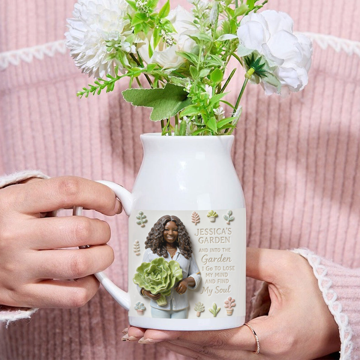 Gift For Gardening Lovers - Personalized Gardening Ceramic Flower Vase