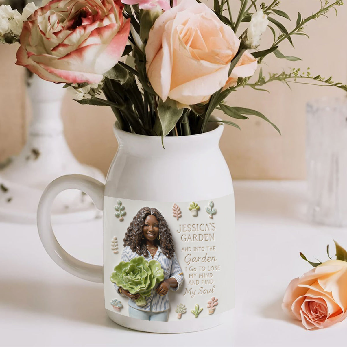 Gift For Gardening Lovers - Personalized Gardening Ceramic Flower Vase