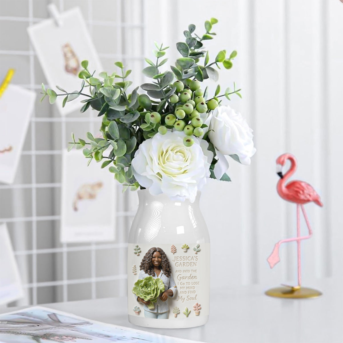 Gift For Gardening Lovers - Personalized Gardening Ceramic Flower Vase