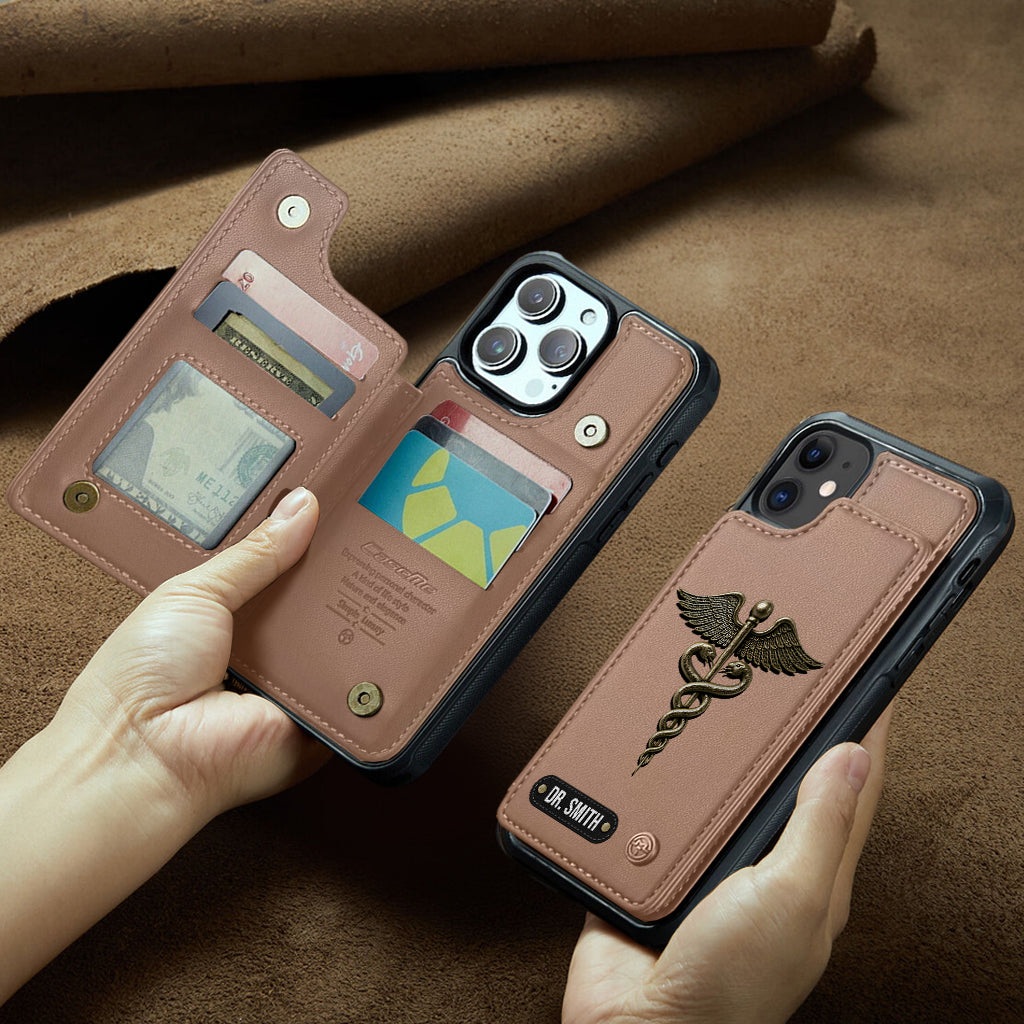 Stolze Krankenschwester – Personalisierte Handyhülle mit Brieftaschenfunktion für Krankenschwestern