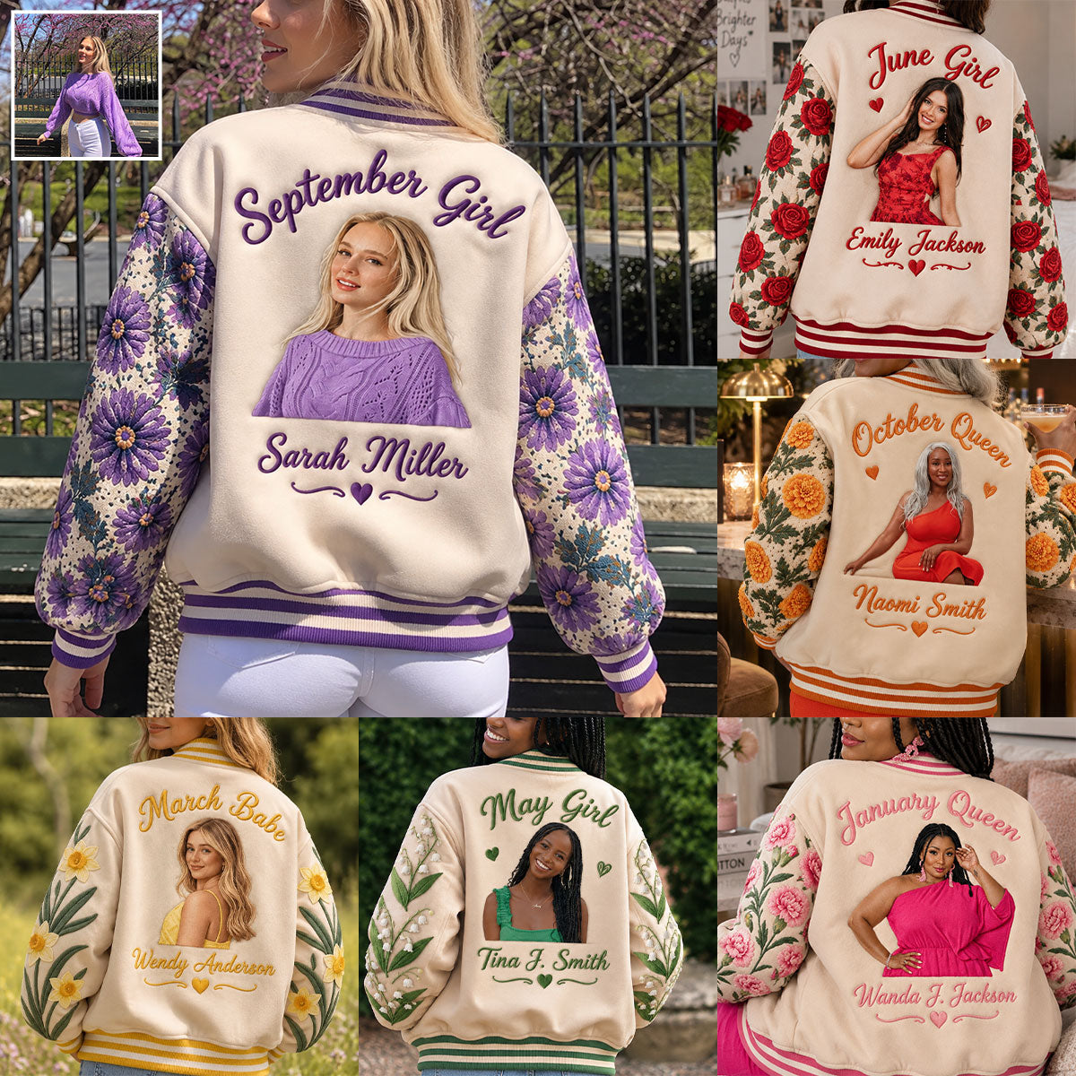 Any Photo Unique Floral Shirt - Personalized Self Love Varsity Jacket
