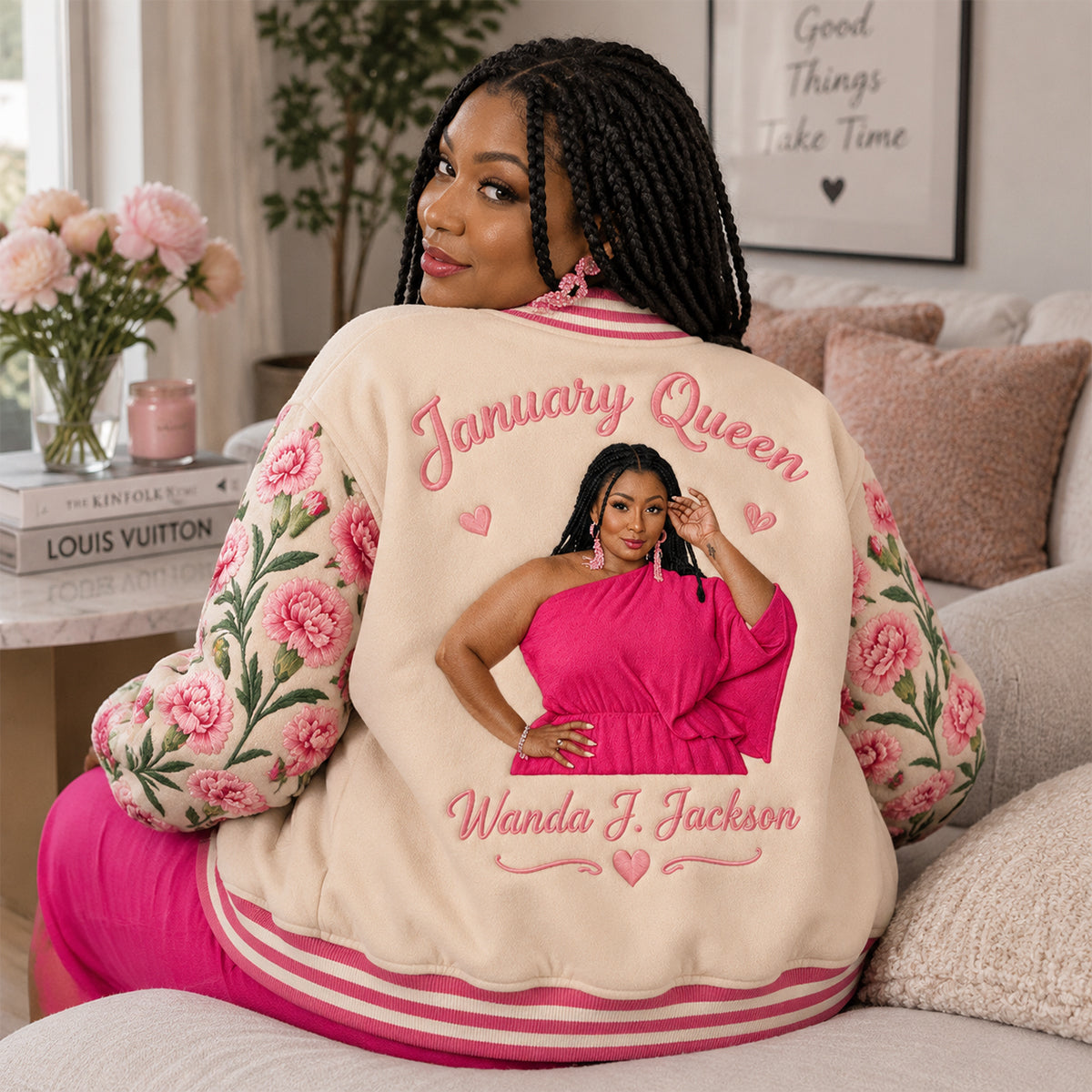Any Photo Unique Floral Shirt - Personalized Self Love Varsity Jacket