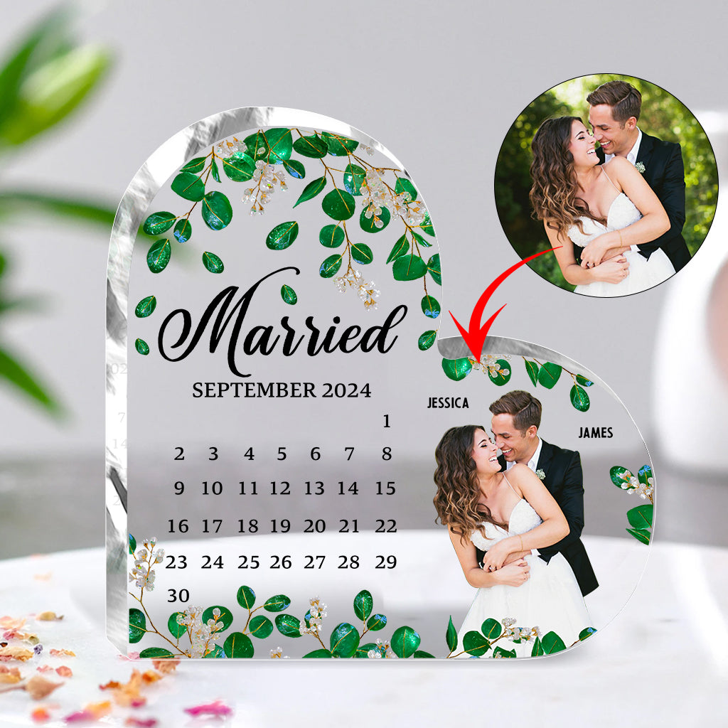 Married Calendar - Personalized Couple Custom Shaped Acrylic Plaque