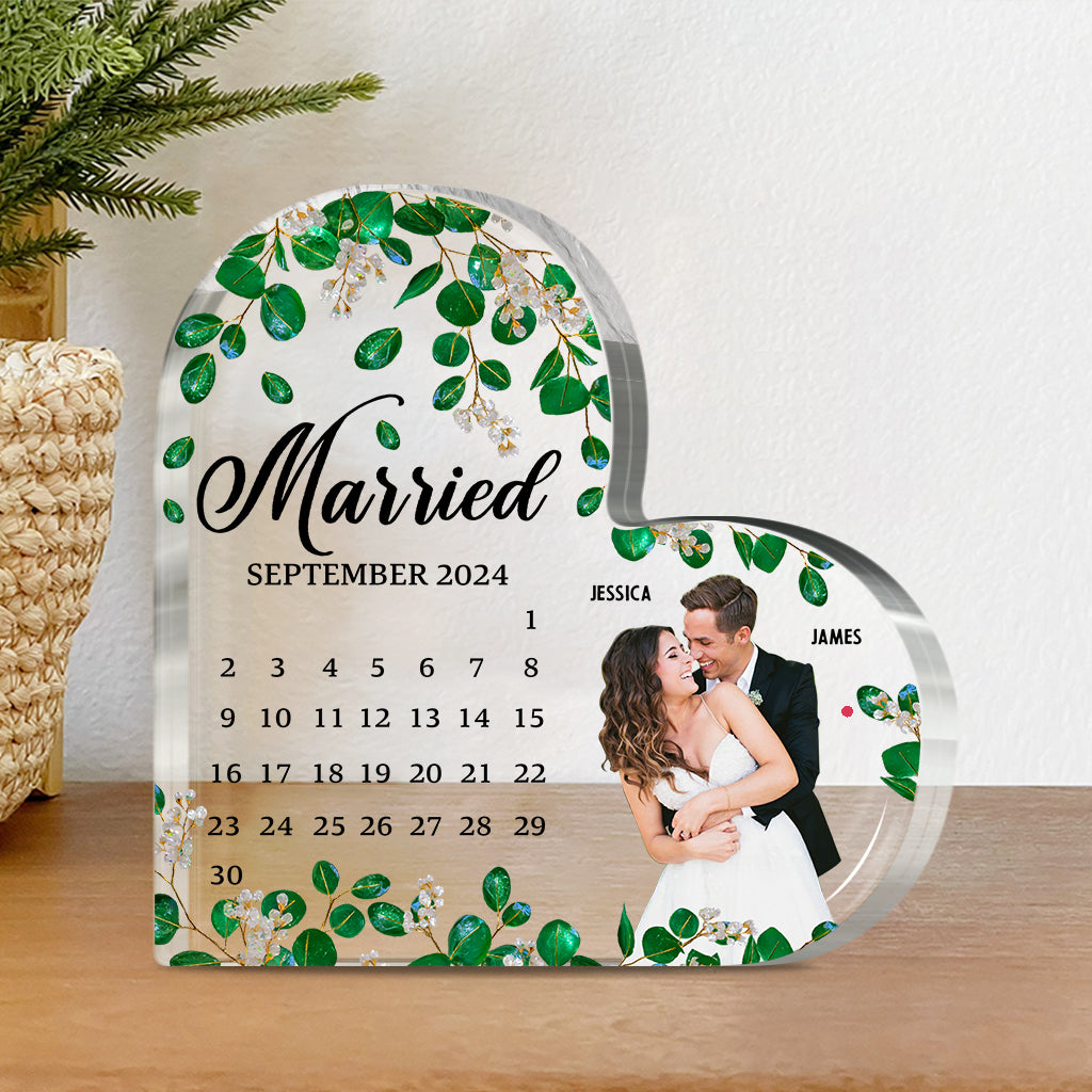 Married Calendar - Personalized Couple Custom Shaped Acrylic Plaque