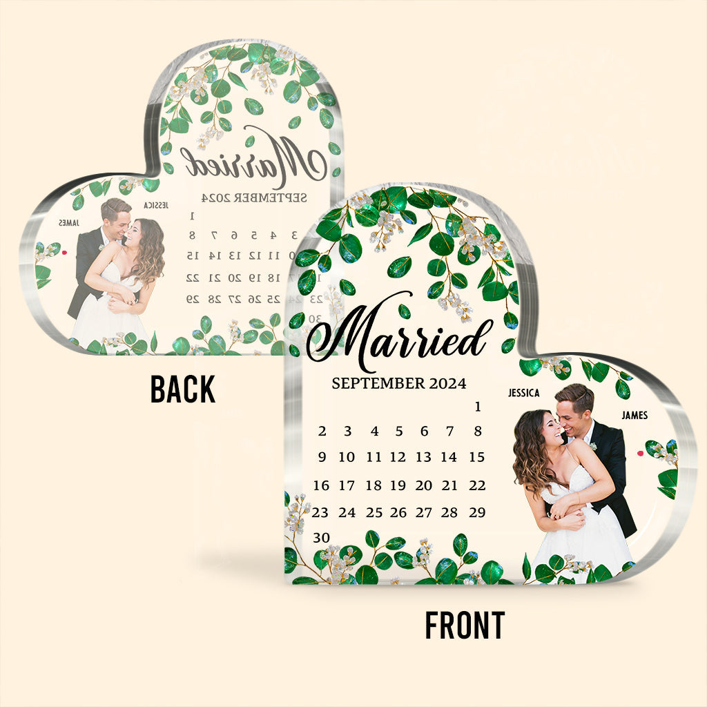 Married Calendar - Personalized Couple Custom Shaped Acrylic Plaque