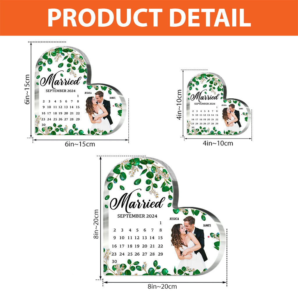 Married Calendar - Personalized Couple Custom Shaped Acrylic Plaque