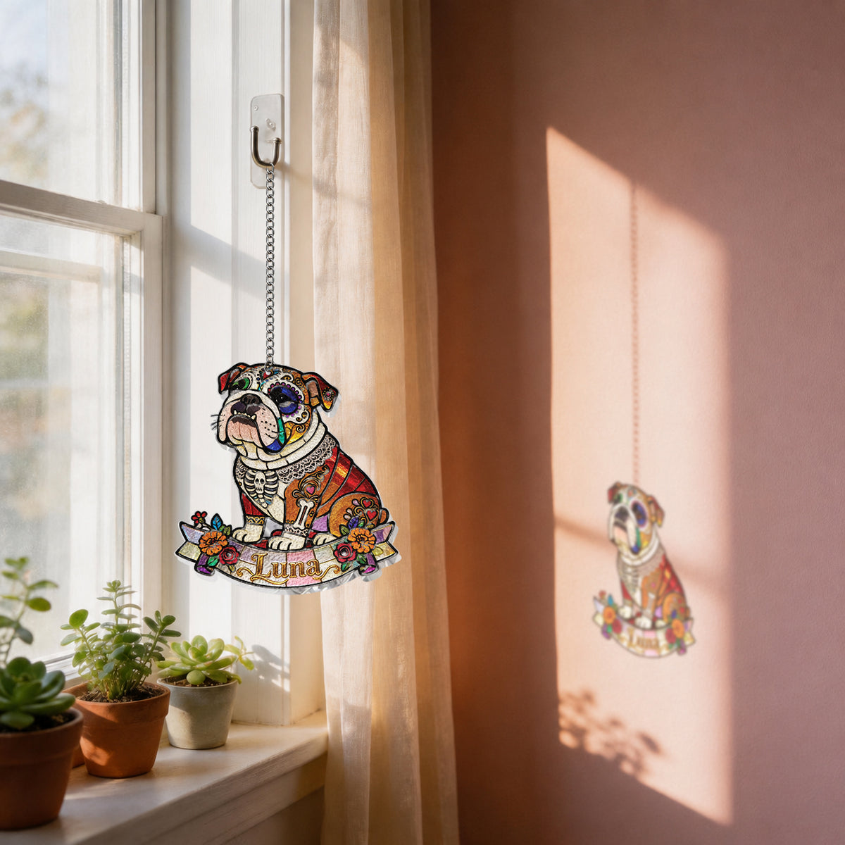 Feiere den Tag der Toten - Personalisierter 3D-Glas-Sonnenfänger