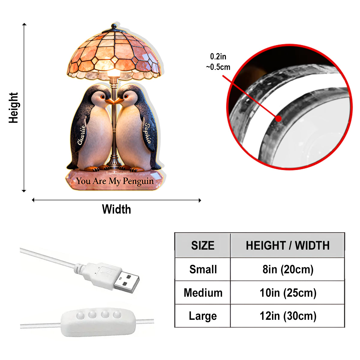 Du bist mein Pinguin – Personalisierte LED-Nachtleuchte aus Acryl für Pinguinliebhaber